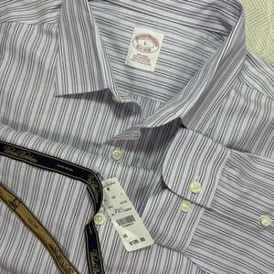 NWT Brooks Brothers Shirt Mens‎ Large Purple White Striped Oxford Button Down